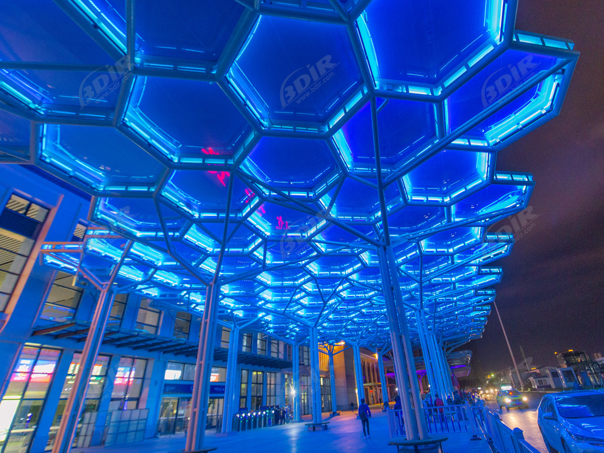 แผ่นฟิล์มเมมเบรนฟลูออโรโพลีเมอร์สีน้ำเงิน ETFE สำหรับหลังคาเชิงพาณิชย์และสนามกีฬา