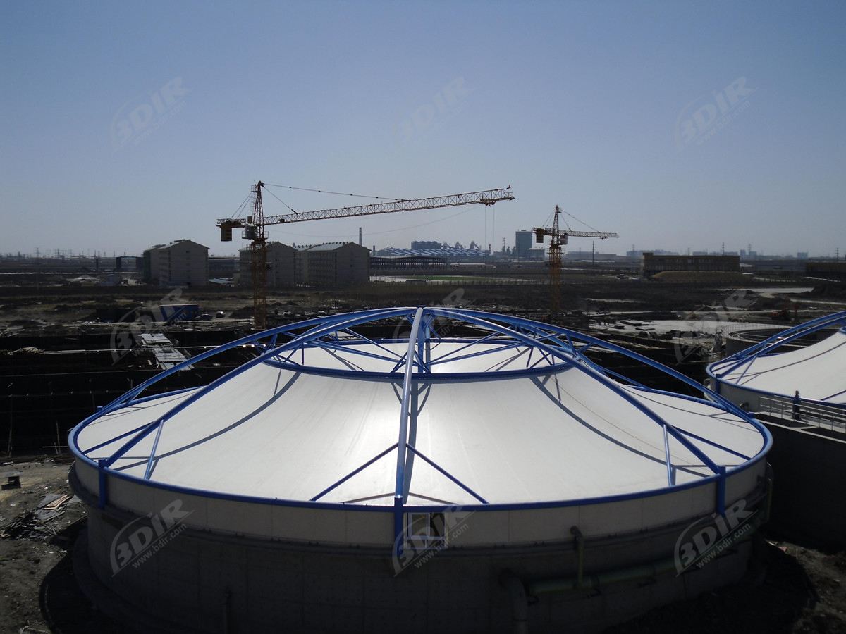 High-Performance Waterproof 1100gsm PVDF Fabric for Wastewater Canopy, Sewage Treatment Covers