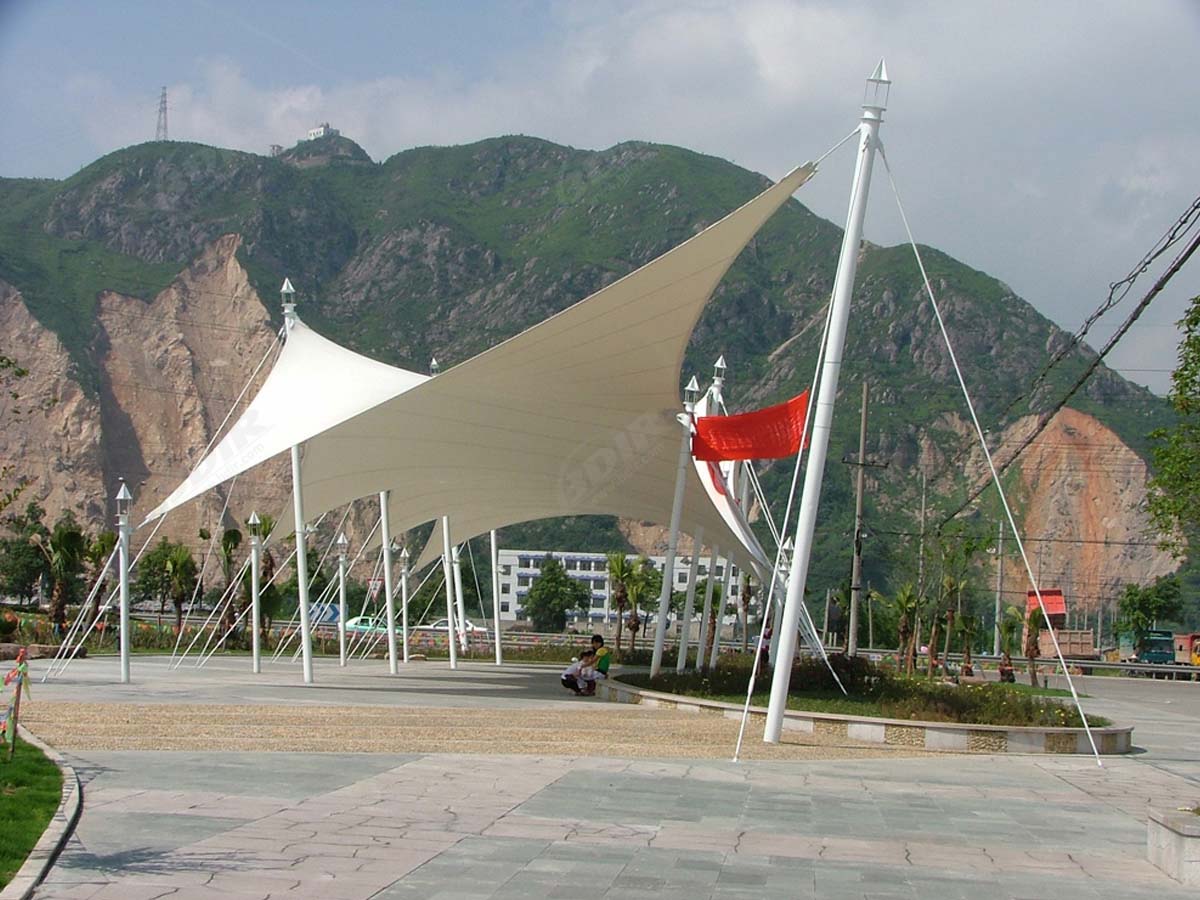 Landscape Tensile Structures - Permanent Fabric Shade Canopy Structures