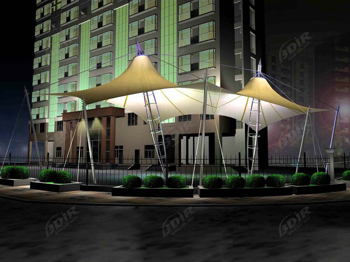 Landscape Tensile Structures - Permanent Fabric Shade Canopy Structures
