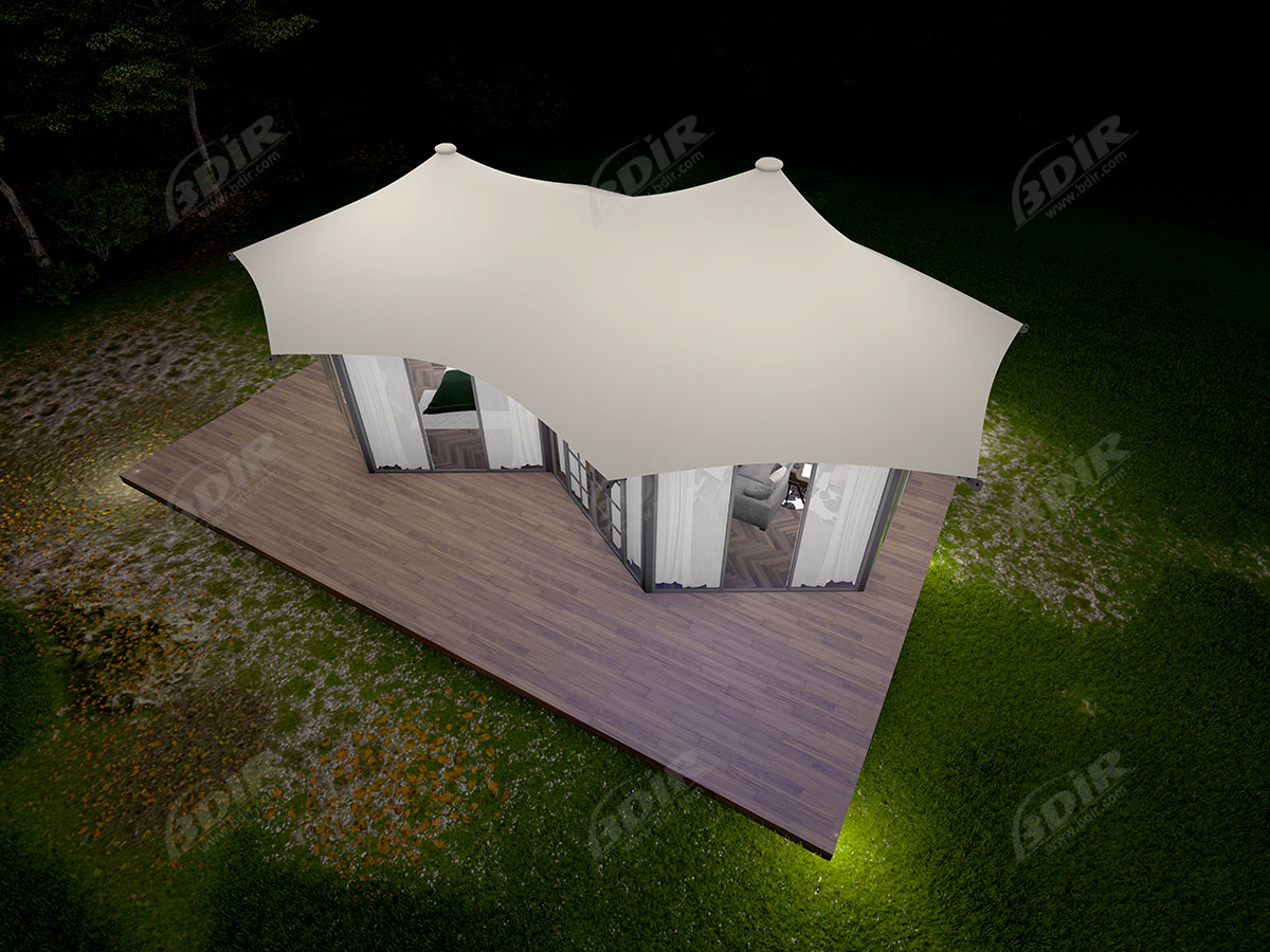 Modern & Lüks Büyük Aile Tuval Yurt Çadır & Glamping Kulübe
