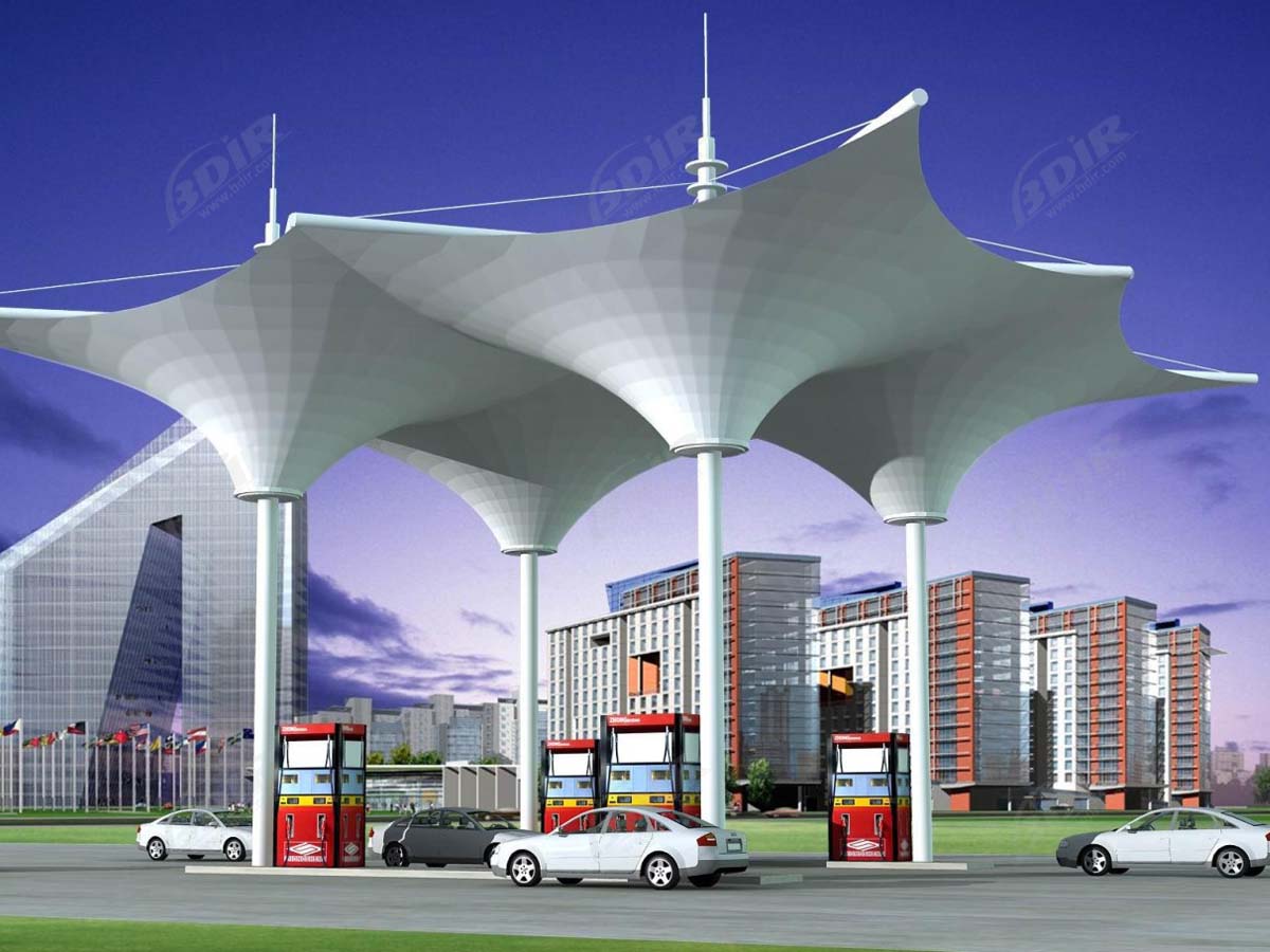 Petrol Pump Canopy - Oil And Gas Fuel Station Tensile Roof Structure