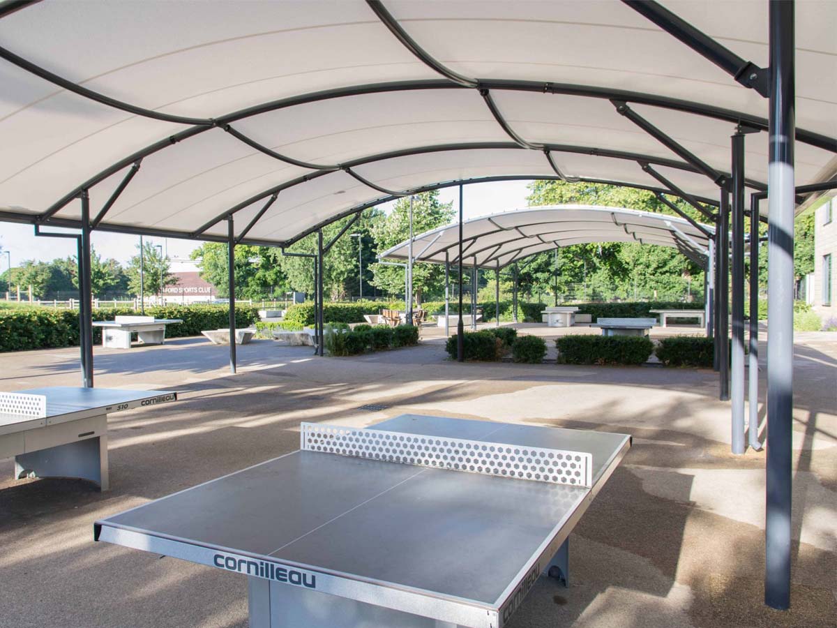 Meliputi Kanopi Lapangan Tenis Meja - Membangun Struktur Kain Pelindung Klub Kesehatan