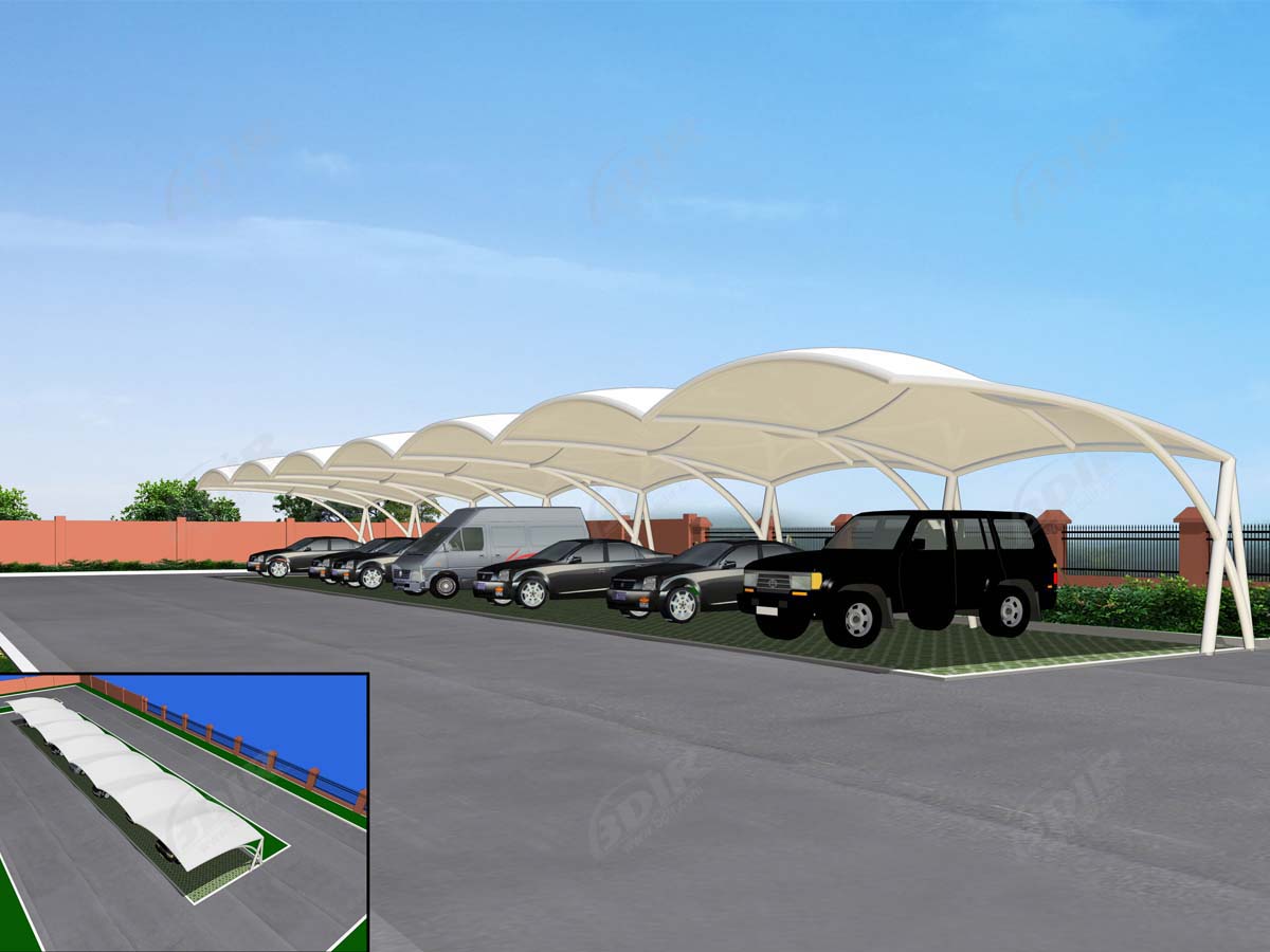 Wave Type Car Parking Sheds - Wave Design Car Parking Shades Structures