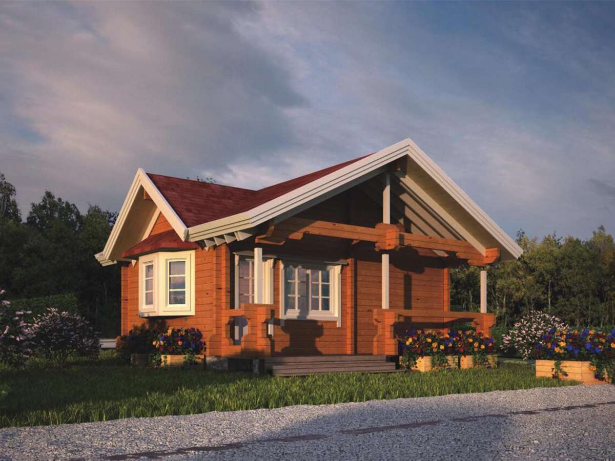 Cabaña de madera prefabricada de madera de pino de Rusia, pequeña casa ecológica