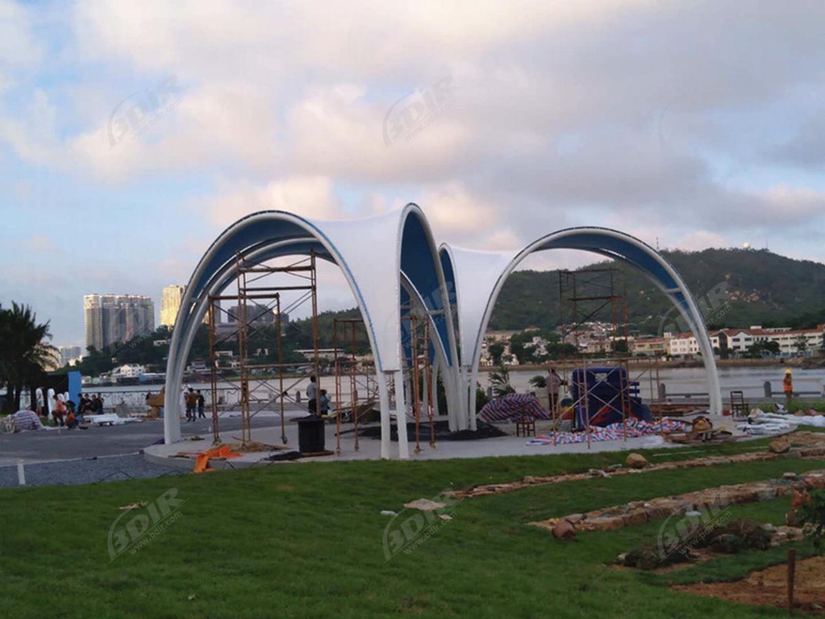 Custom Outdoor Awning Canopy  Tensile Landscape Shade Sail Architecture in Hengqin Square - Zhuhai, China