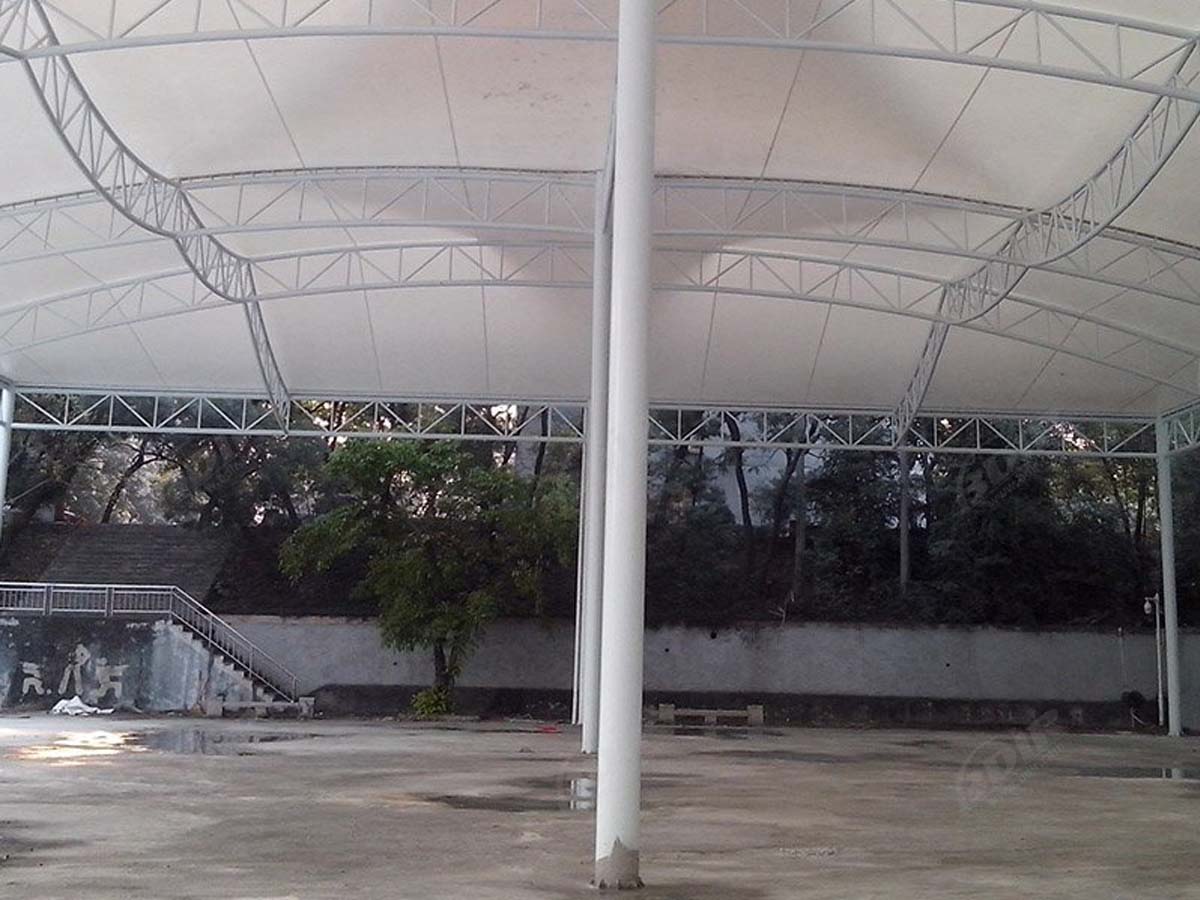 Guangzhou Naval Academy Outdoor Basketball Courts Tensile Shade Structure