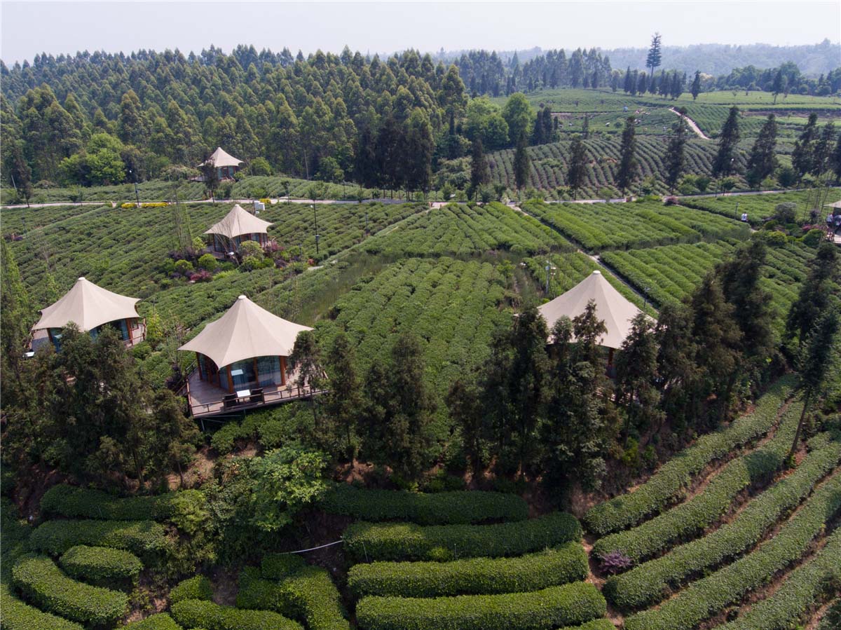 Estruturas Ecológicas de Luxo, Estruturas de Tendas, Alojamentos para o Jardim de Chá Holiday Hotel - Sichuan, China