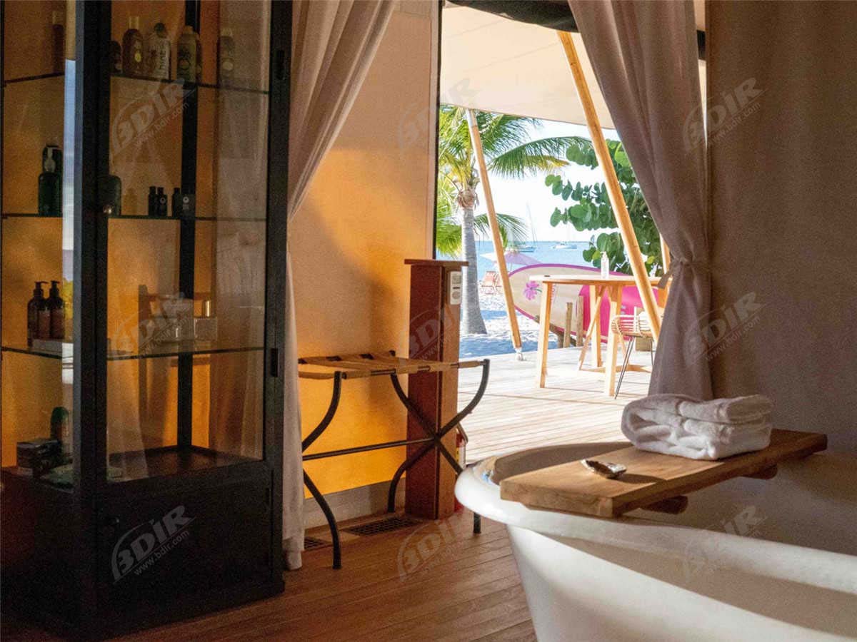 Роскошный дикий глэмпинг-отель в палаточном лагере у моря на Багамах