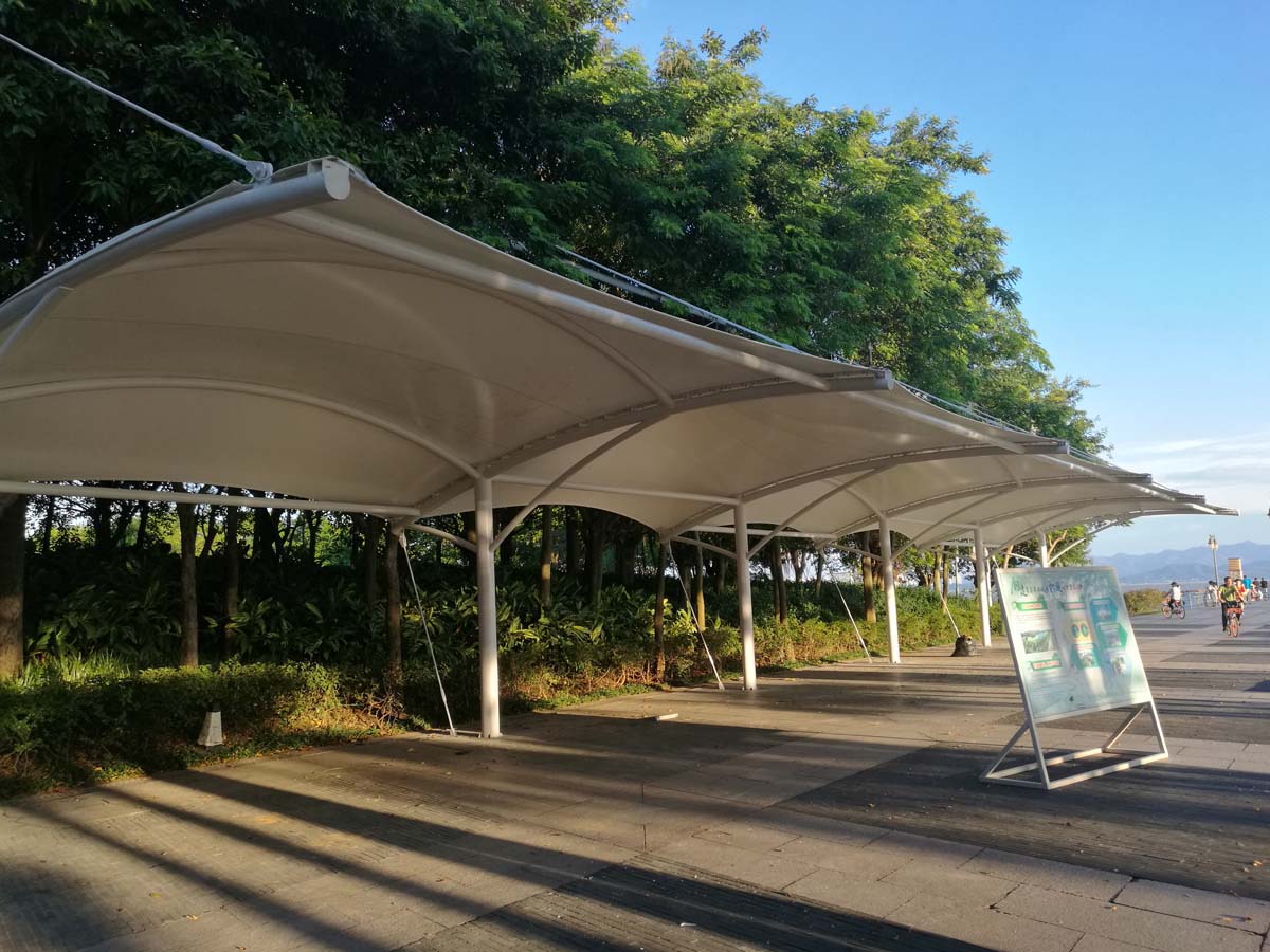 Estructura de Tela Extensible de Shenzhen Bay Park para Sombra de Estacionamiento de Bicicletas