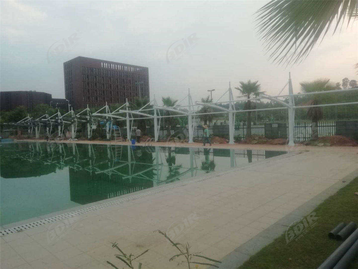 Yüzme Havuzu Koridoru Streç Kumaş Yapısı ve Özel Tente - Foshan, Çin