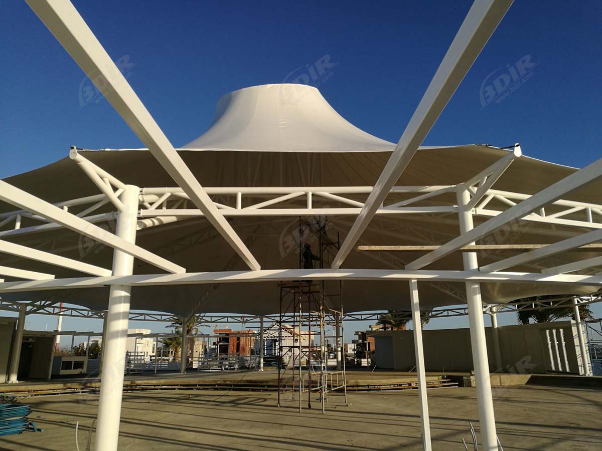 Entrance & Stage of Amusement Park Tensile Fabric Structure - Tunis, Tunisia