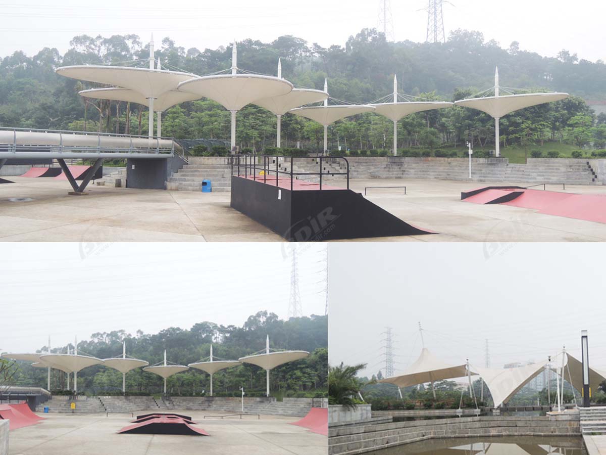 Structure de Toit Tendue pour Les Parcs de Sports de Montagne de Huangqi - Dongguan, Chine