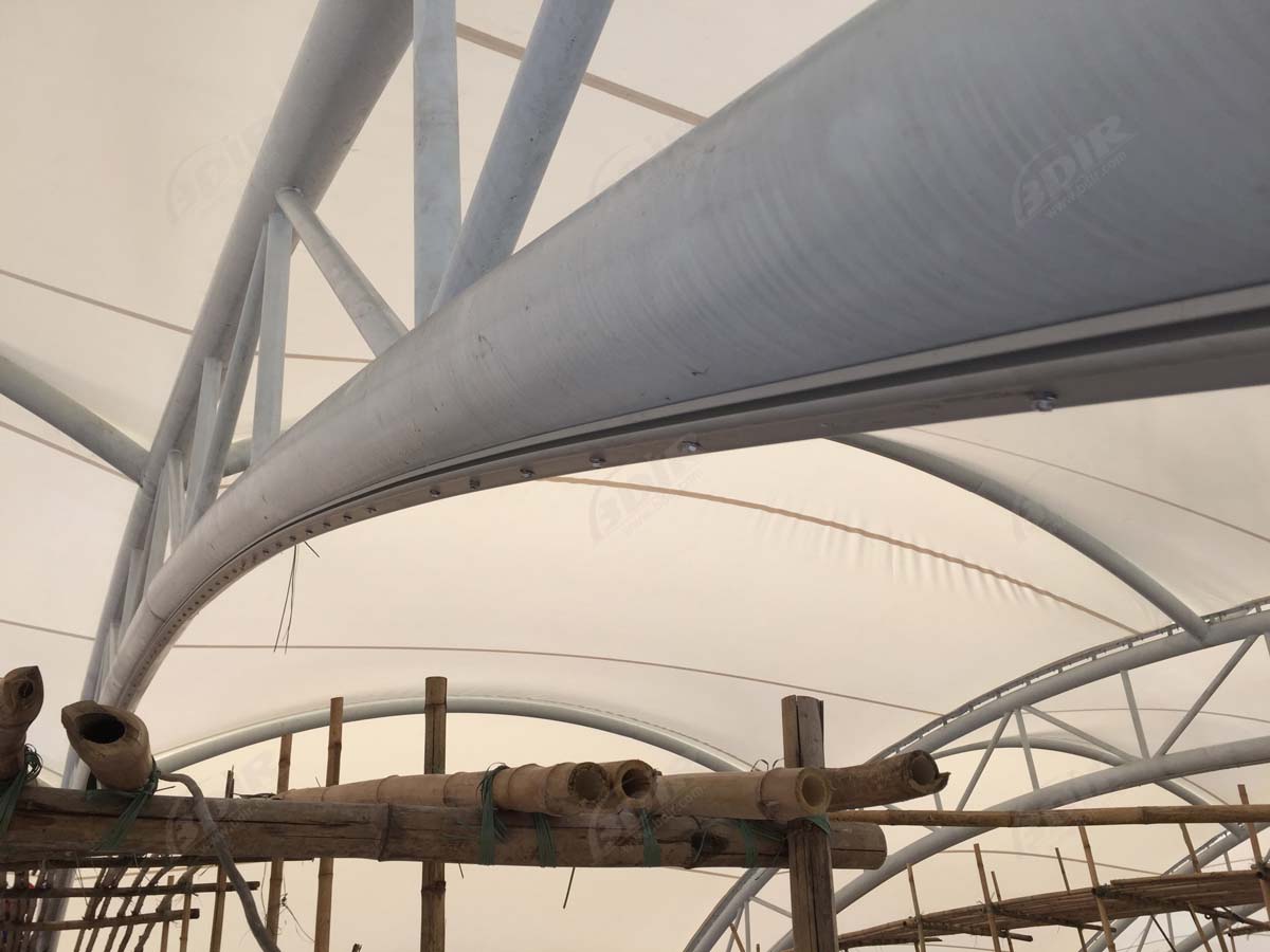 Struktur Atap Tarik untuk Naungan Kolam Renang - Guangzhou, Cina