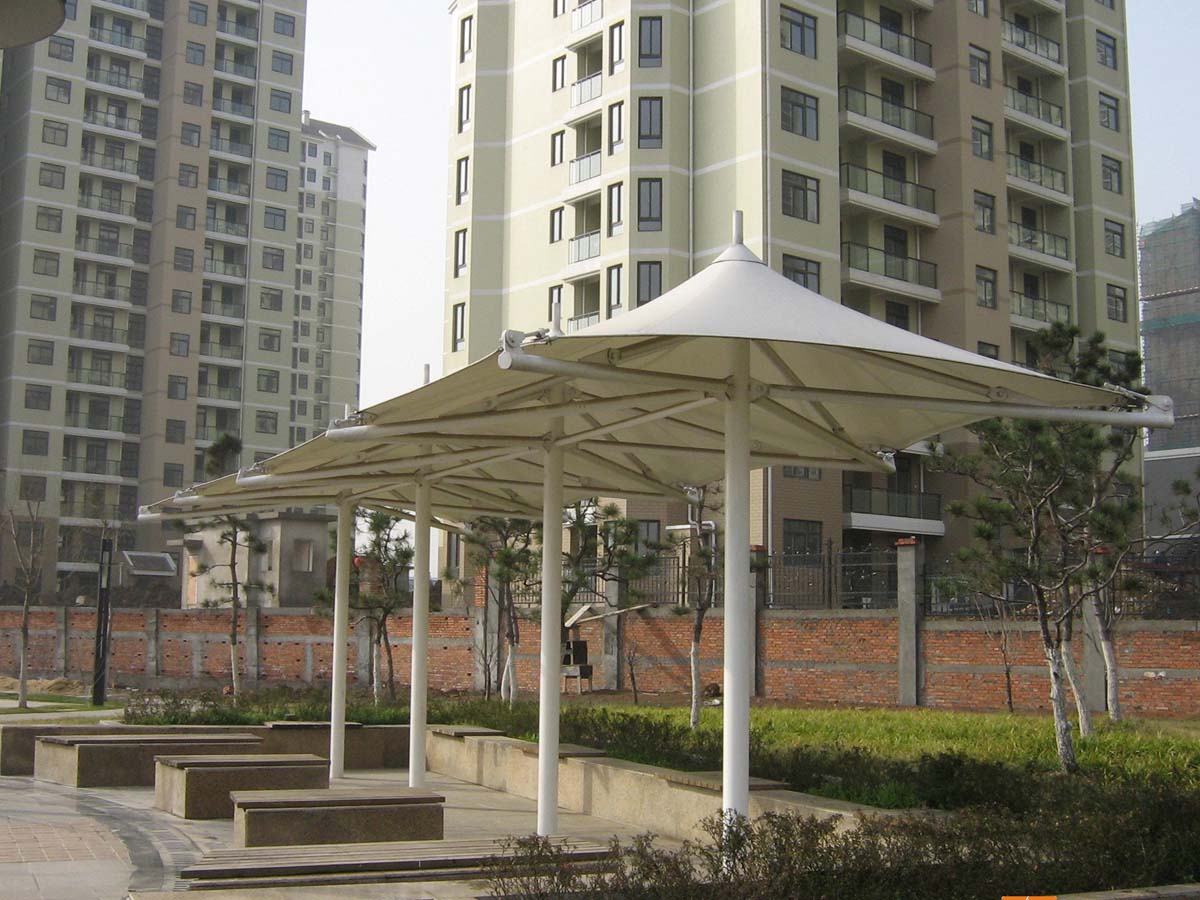 Struktur Tarik & Kanopi Naungan Payung untuk Jalan Kaki & Kedai Kopi - Hong Kong