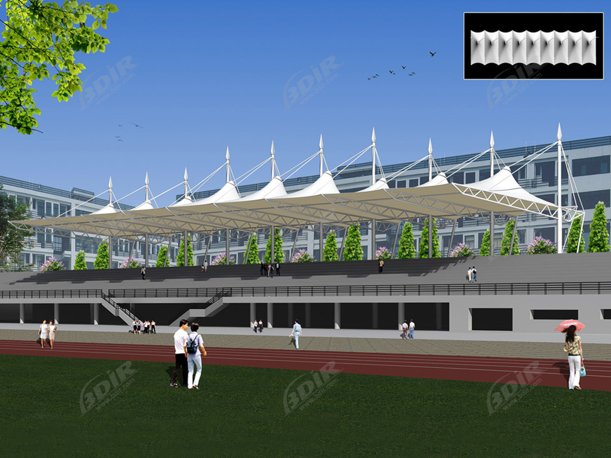 Архитектурные мембранные материалы с покрытием из пвдф 1300gsm для крыши и навеса стадиона