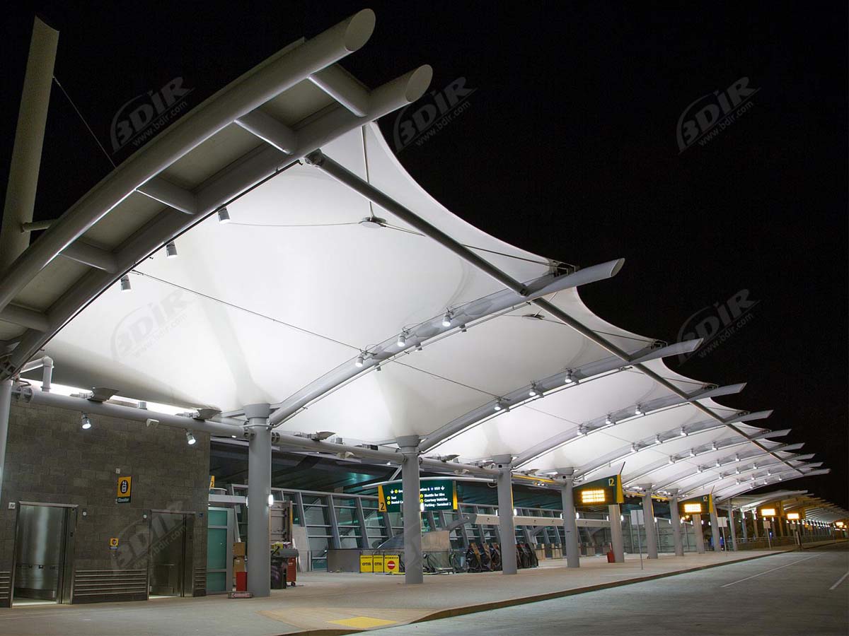 Airport Terminal Curbside Canopies - Airport Stop Station Tensile Structures