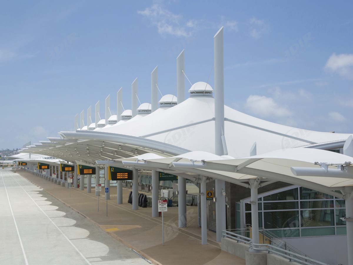 Airport Terminal Curbside Canopies - Airport Stop Station Tensile Structures