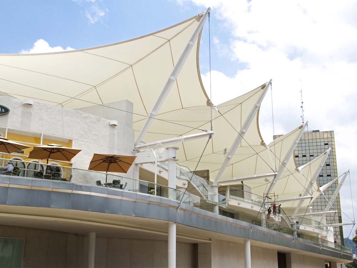 الصين Custom Membrane Roofing Structures - PVC / PTFE / ETFE Roof Membrane Construction Cover المورد Custom Membrane Roofing Structures - PVC / PTFE / ETFE Roof Membrane Construction Cover