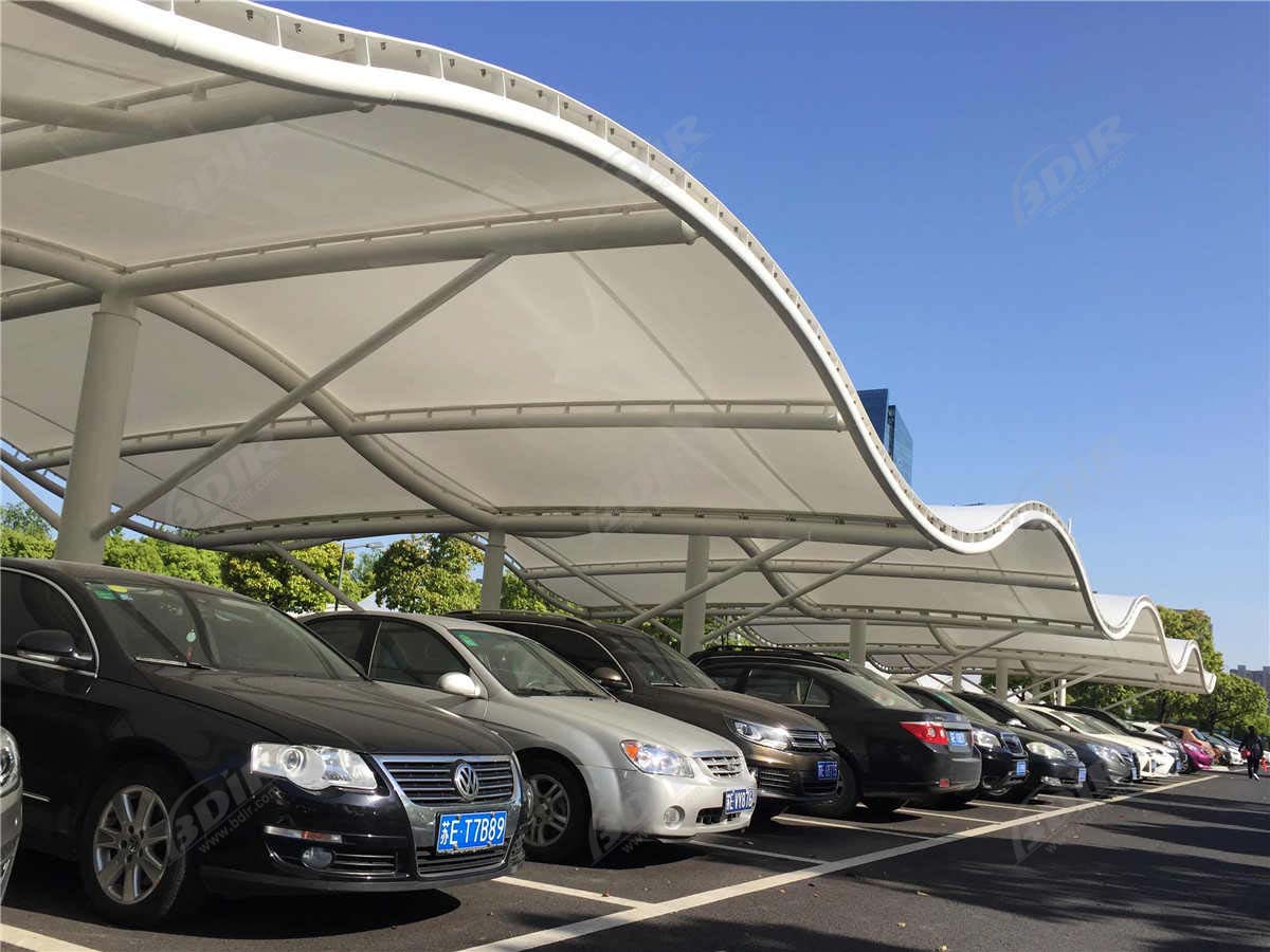 Naungan Tempat Parkir PTFE Yang Disesuaikan | Struktur Tarik Parkir Mobil