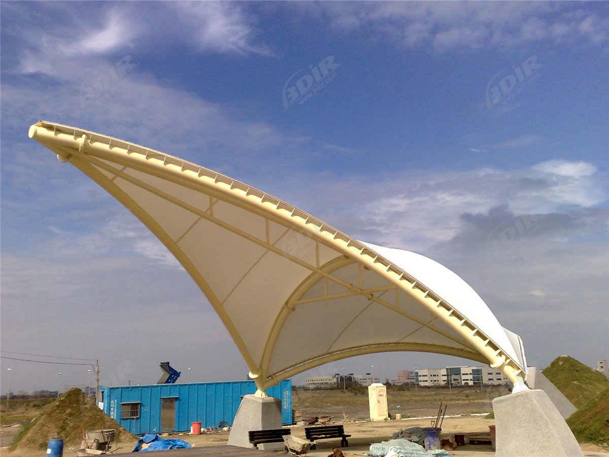 مظلة مخصصة | PTFE هيكل غشاء الشد المناظر الطبيعية لساحة تجارية كبيرة