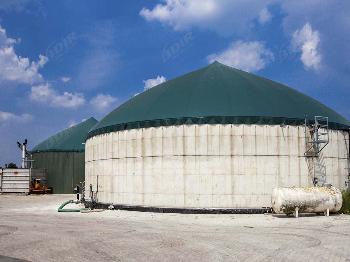 купольные натяжные конструкции для хранения биогаза и воды, кровля, навес
