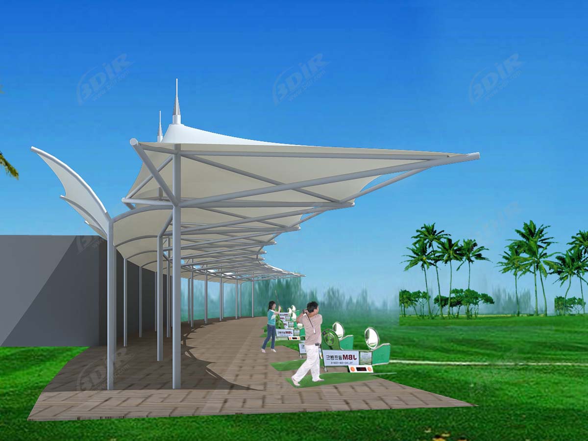 Golf Driving Range Roof - Tensile Fabric Shade, Canopy for Golf Course