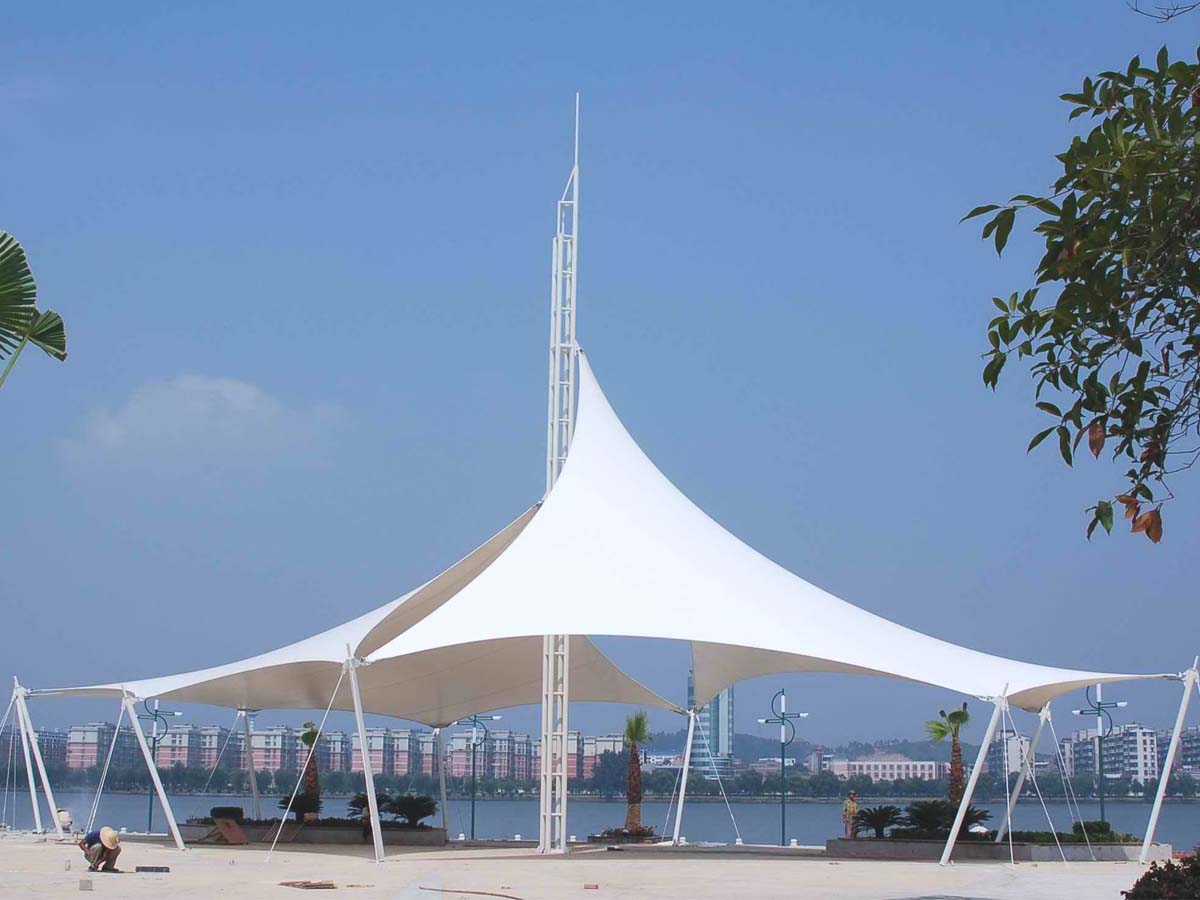 Landscape Tensile Structures - Permanent Fabric Shade Canopy Structures