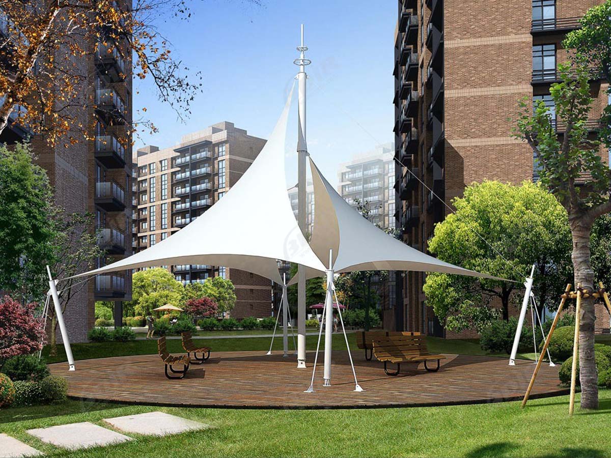 Landscape Tensile Structures - Permanent Fabric Shade Canopy Structures