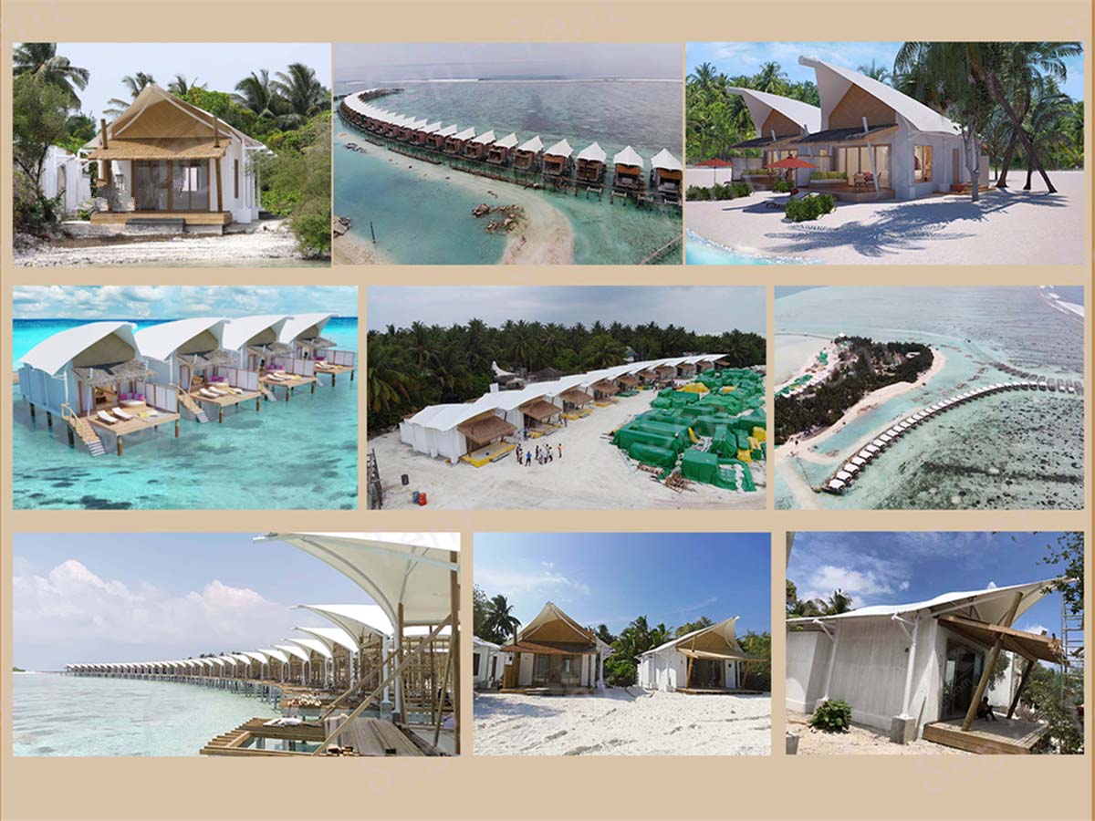 Resort de Tendas da Ilha de Luxo, Estruturas de Telhado com Membrana de Tecido - Maldivas