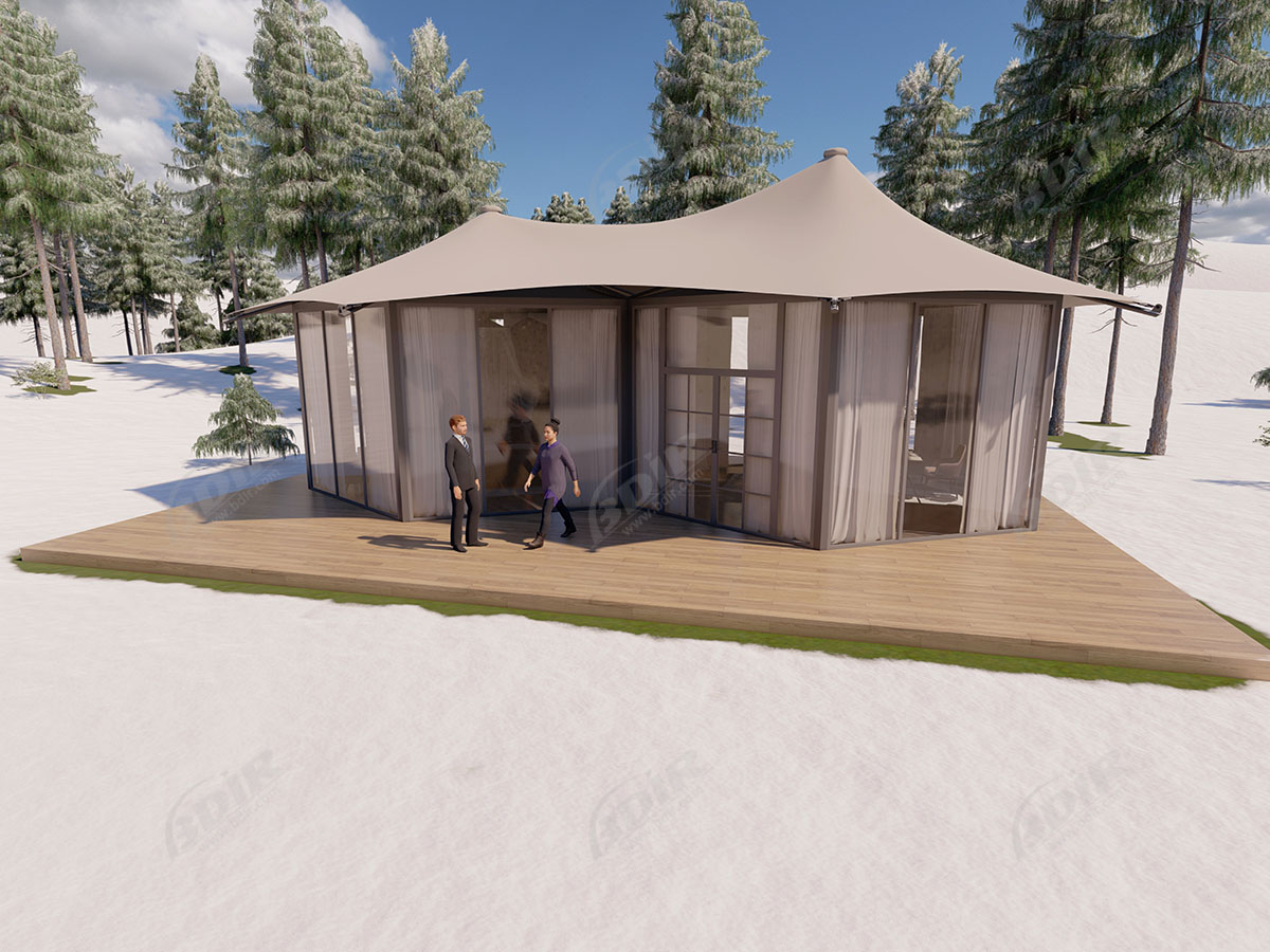 China Moderne & Luxuriöse Große Familie Leinwand Jurte Zelt & Glamping Hütten Lieferant Moderne & Luxuriöse Große Familie Leinwand Jurte Zelt & Glamping Hütten
