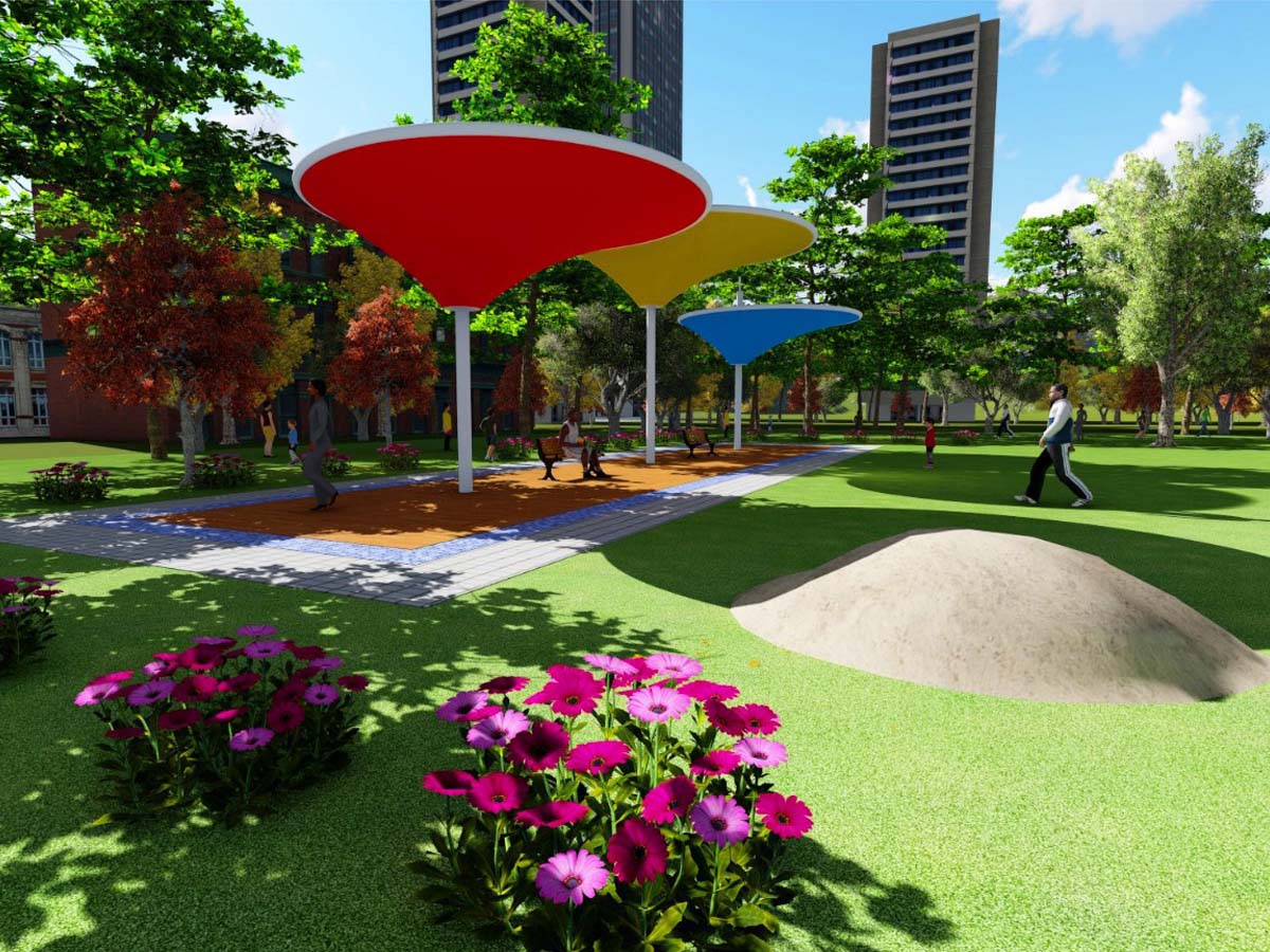 Cina Multicolored Tensile Membrane Structure - Colorful Fabric Canopy Constructions fornitore Multicolored Tensile Membrane Structure - Colorful Fabric Canopy Constructions