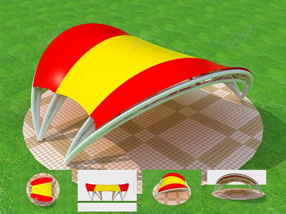 Veelkleurige Trekmembraanstructuur - Kleurrijke Stoffen Luifelconstructies