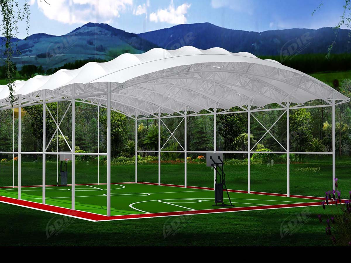 Lapangan Basket Kanopi Struktur Tarik - Lapangan Basket Terbuka Teduh
