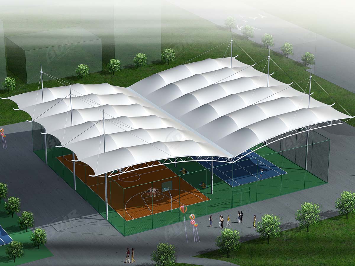 Basketball Court Tensile Structure Canopy - Outdoor Basketball Courts Shade