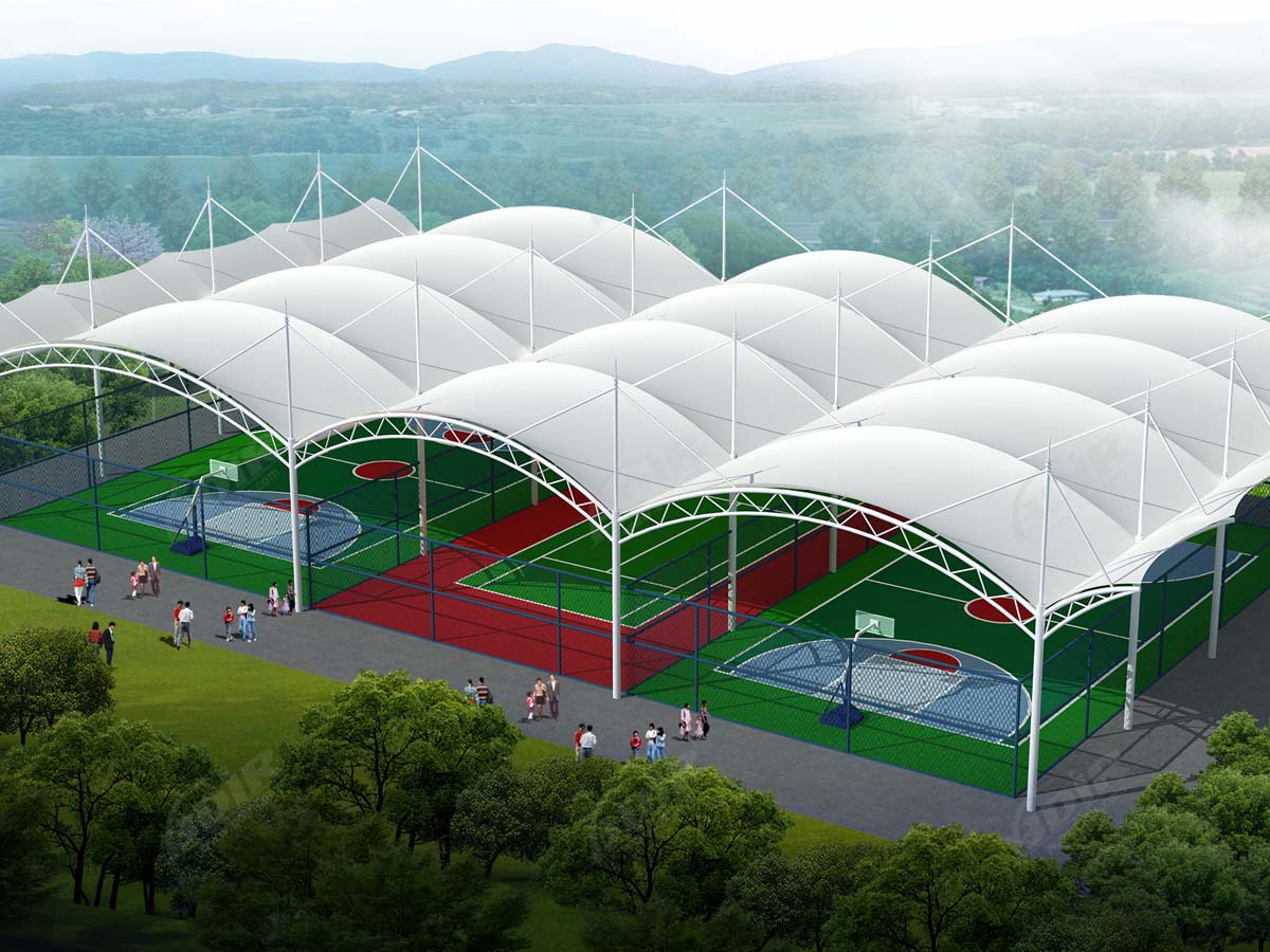 Basketball Court Tensile Structure Canopy - Outdoor Basketball Courts Shade
