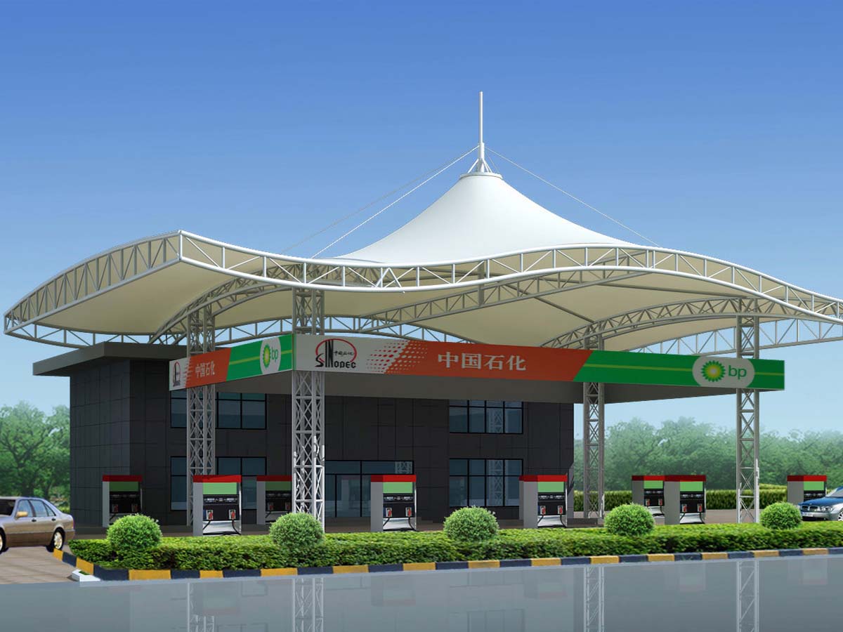 Petrol Pump Canopy - Oil And Gas Fuel Station Tensile Roof Structure