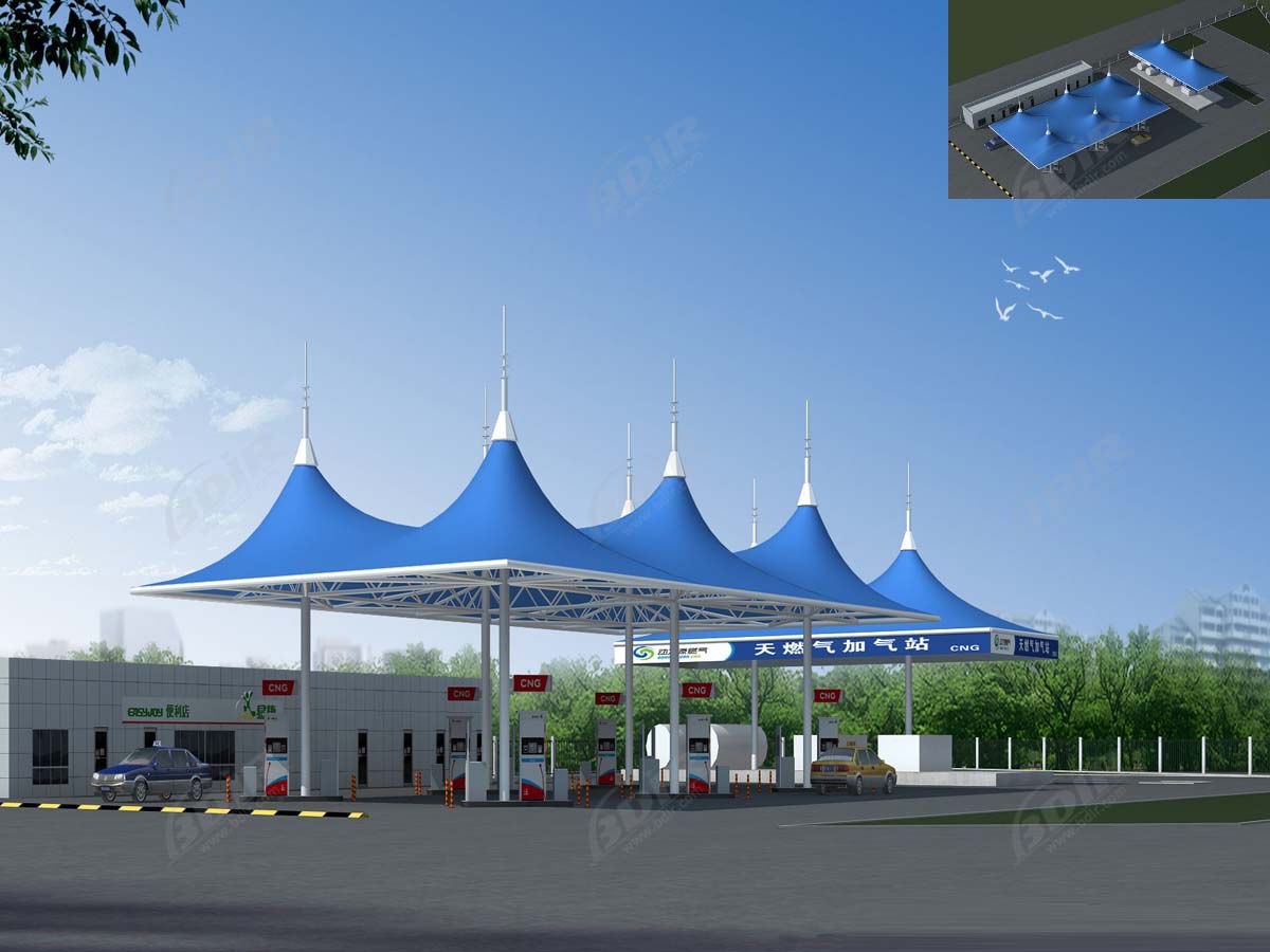 مظلة مضخة البنزين - هيكل سقف الشد لمحطة الوقود والغاز
