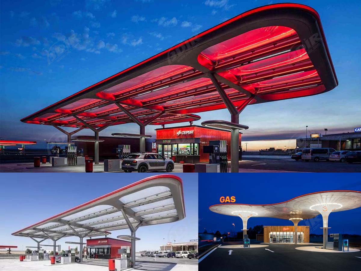 Petrol Pump Canopy Oil and Gas Fuel Station Tensile Roof Structure