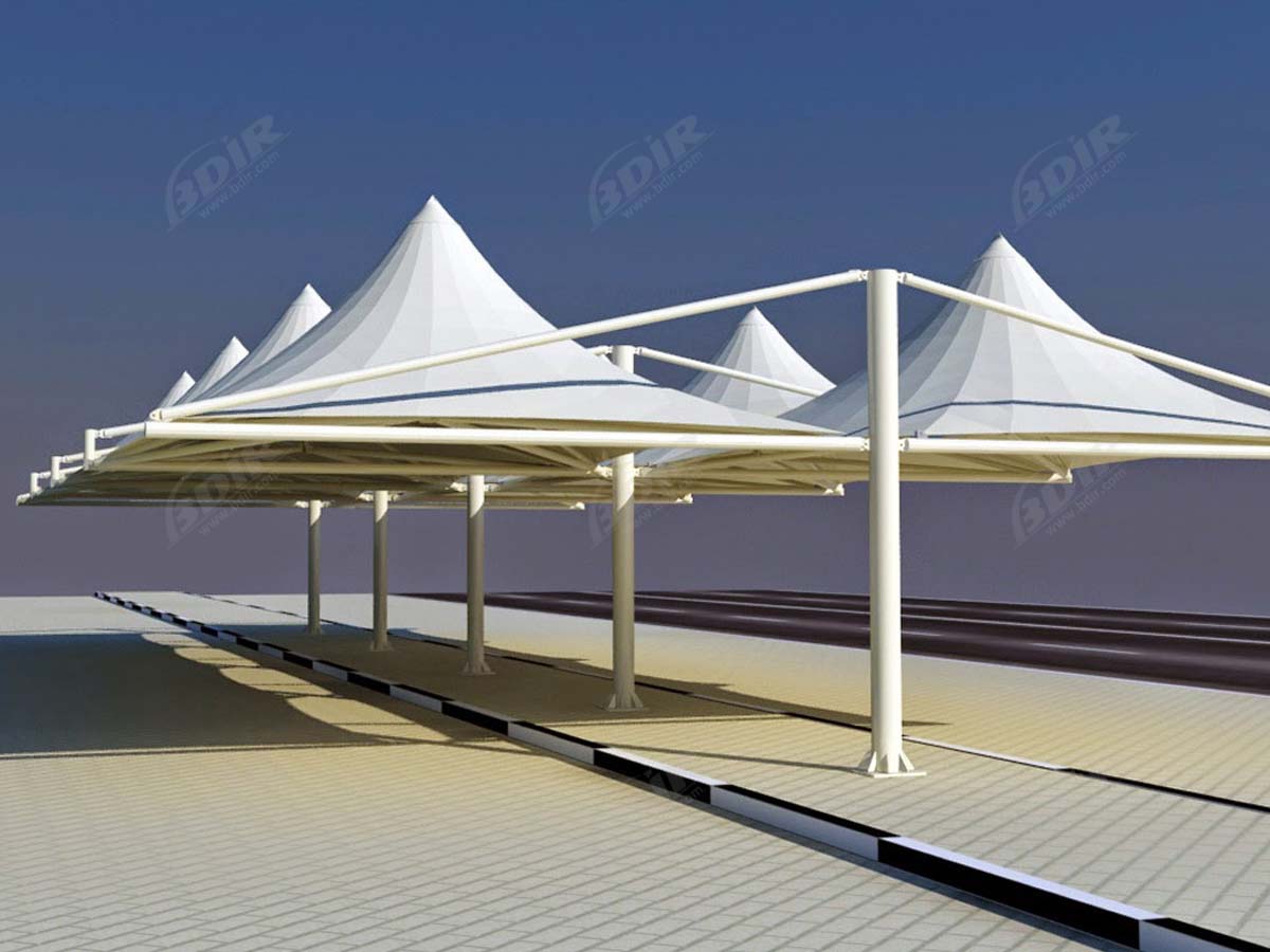 Cobertizos de Estacionamiento Tipo Pirámide - Toldos de Diseño de Pirámide Toldos