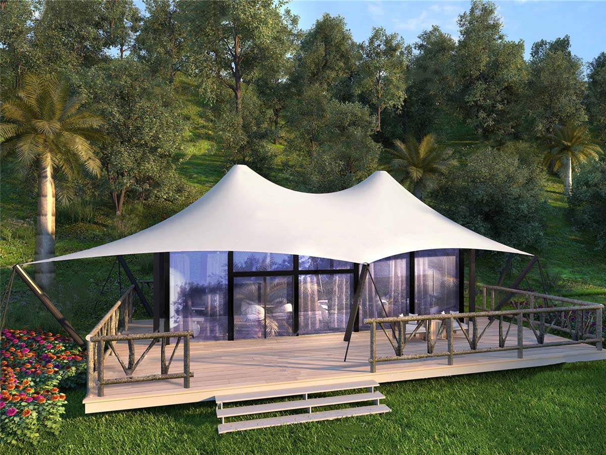 Eiland Tented Resort met 36 Stoffen Structuren Tent Pool Villa'S