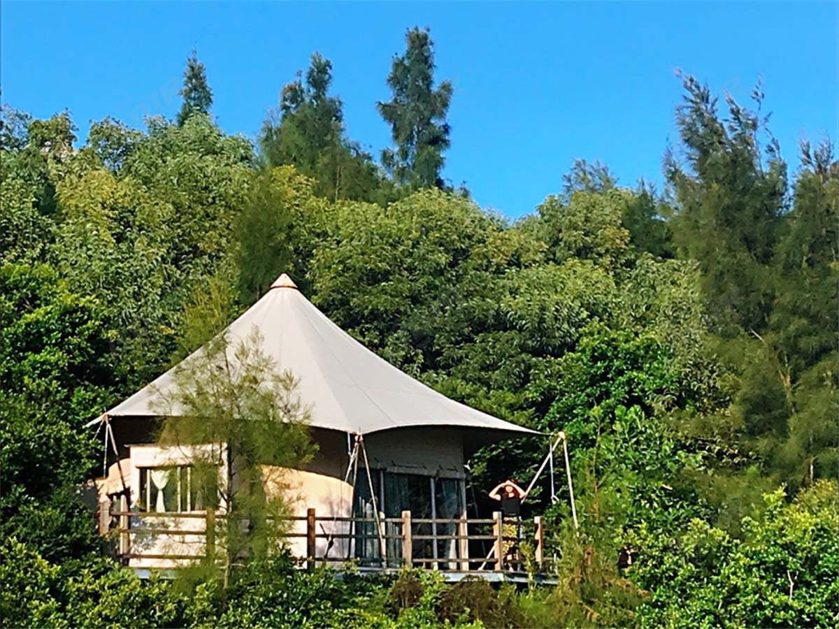 Insel Zelt Resort mit 36 ​​Stoffstrukturen Zelt Pool Villen