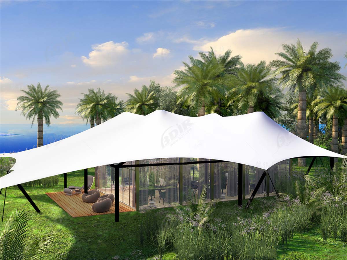 Island Tented Resort with 36 Fabric Structures Tent Pool Villas