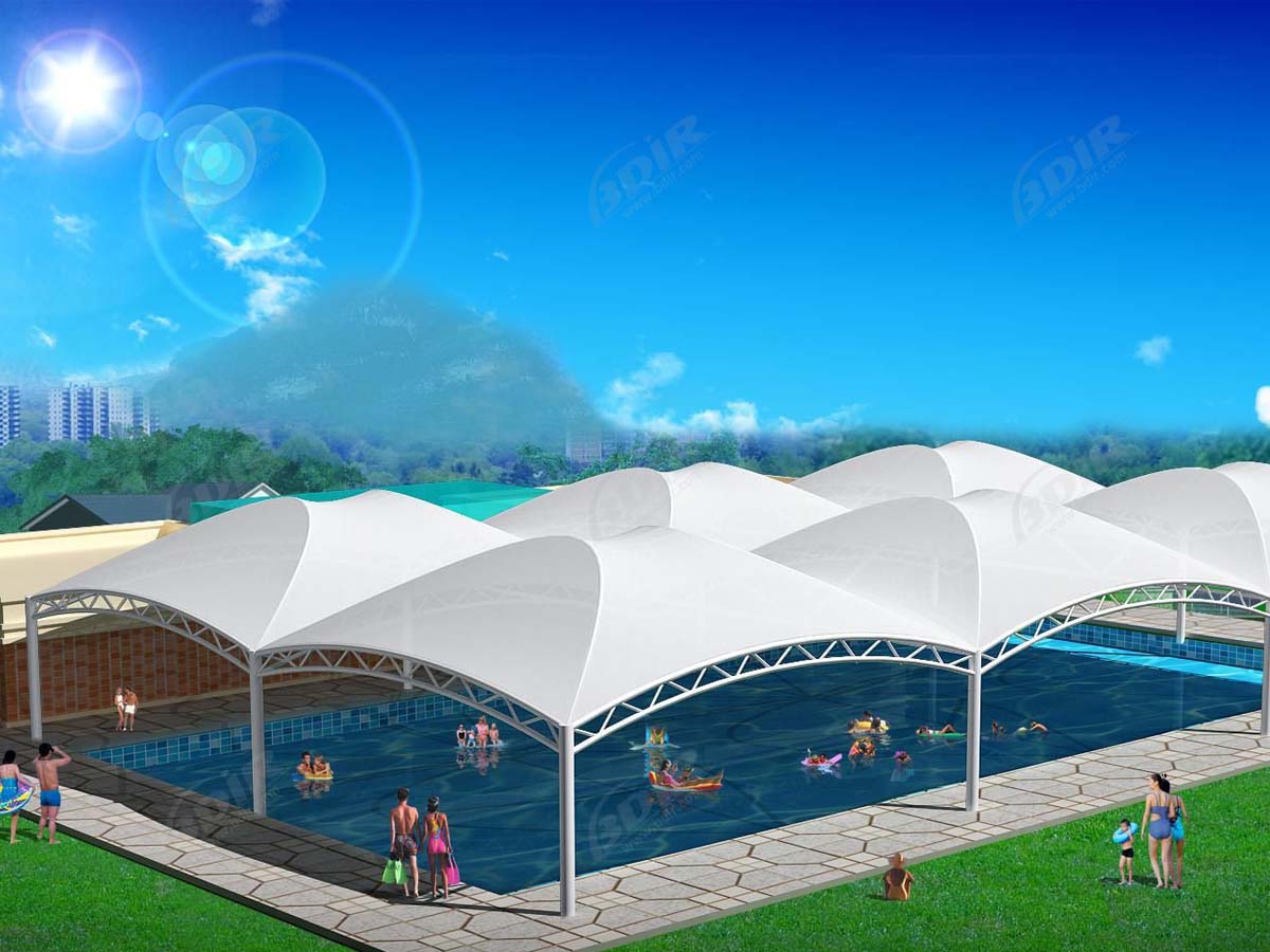 Tensile Fabric Structure for Swimming Pool - Pool Bar Shade Canopy