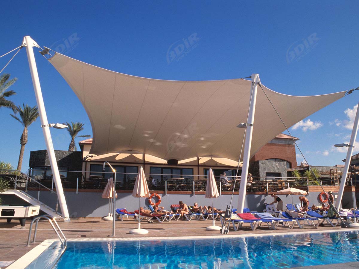 Tensile Fabric Structure for Swimming Pool - Pool Bar Shade Canopy