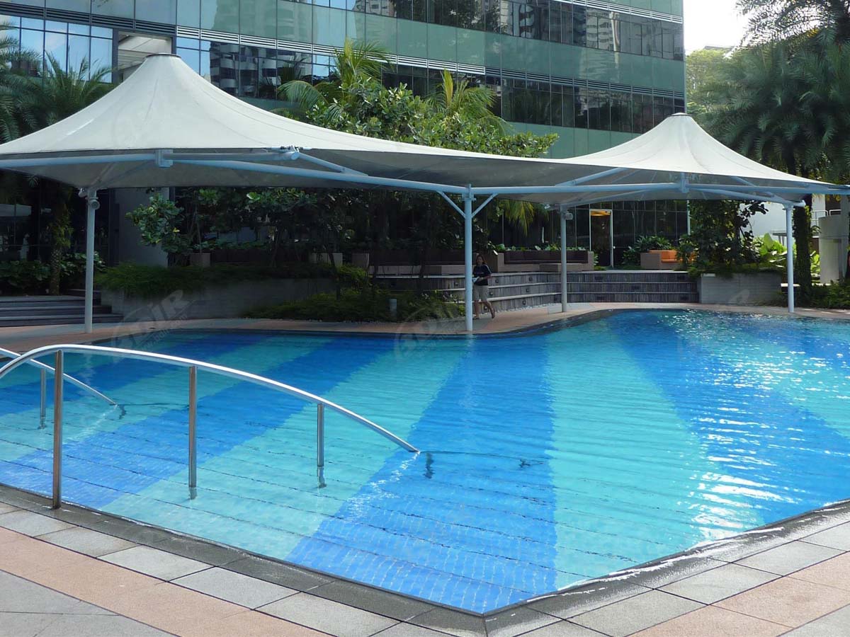 Dehnbare Gewebestruktur für Swimmingpool - Poolbar-Schattenüberdachung
