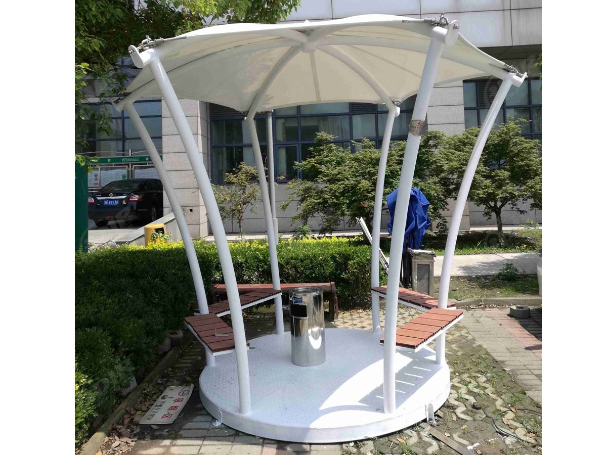 Tensile Fabric Roof Structure for Outdoor Smoking Area