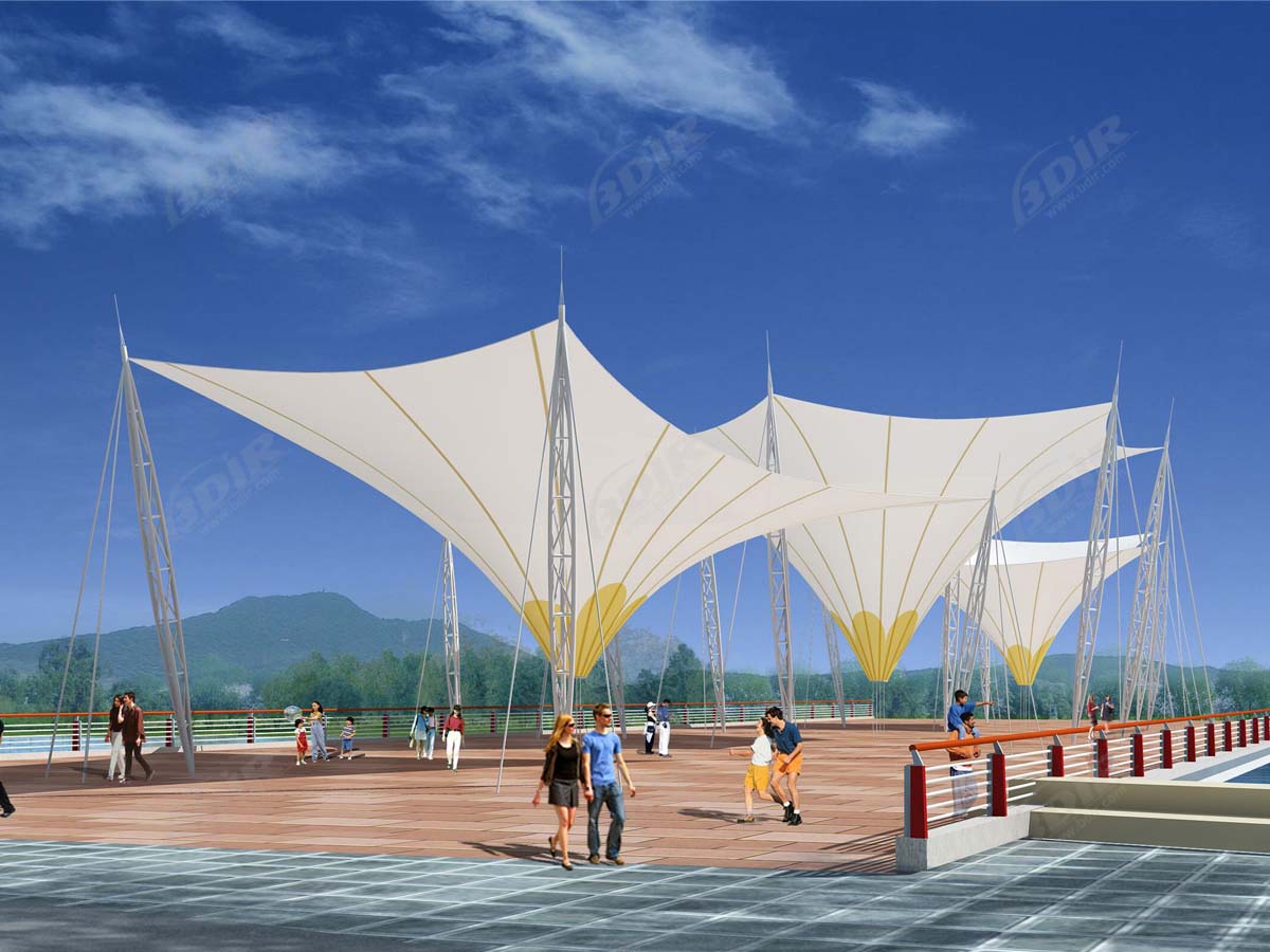 Kentsel Park Alanında Çekme Yapısı - PVC Kaplama Mimari Membran Yapısı