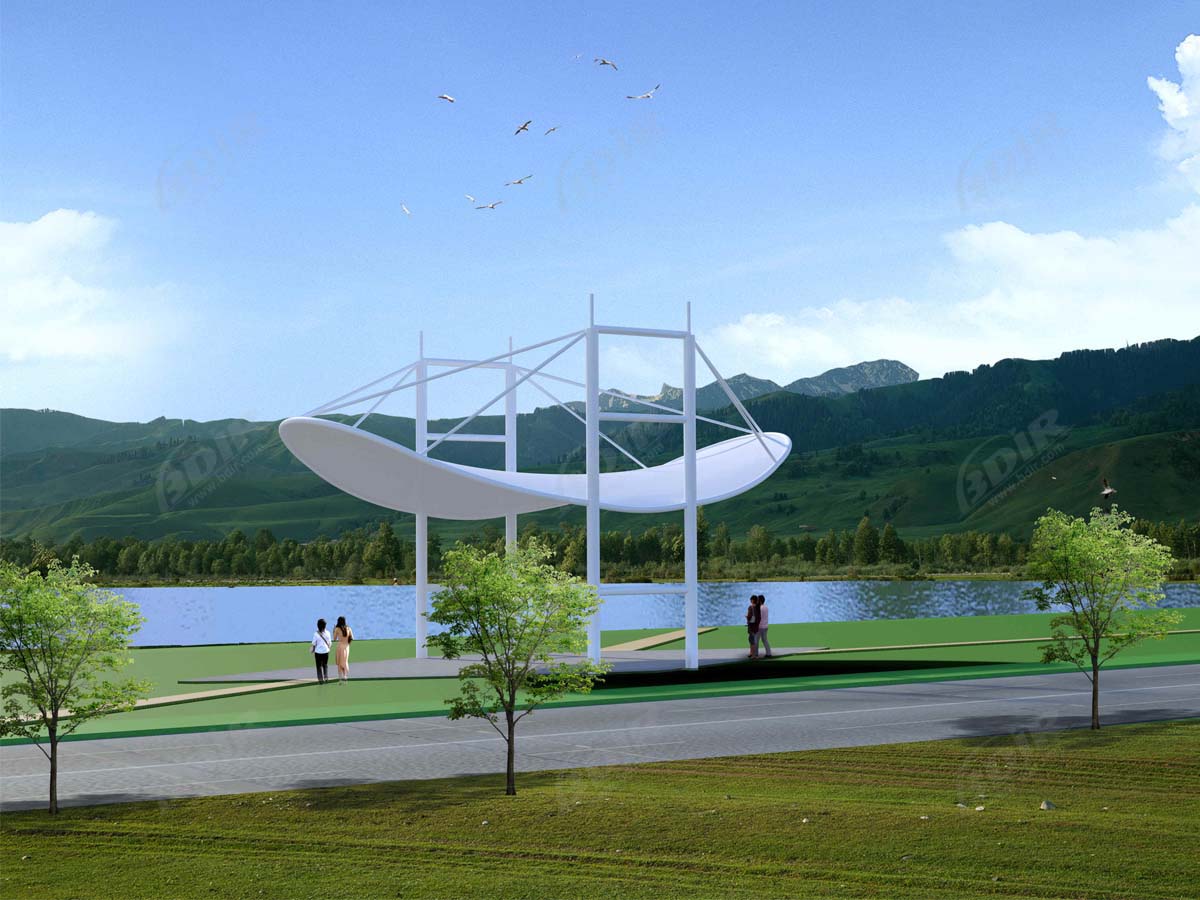 Trekstructuur voor Stadsparkpaviljoen - PVC-Gecoate Architecturale Membraanstructuur