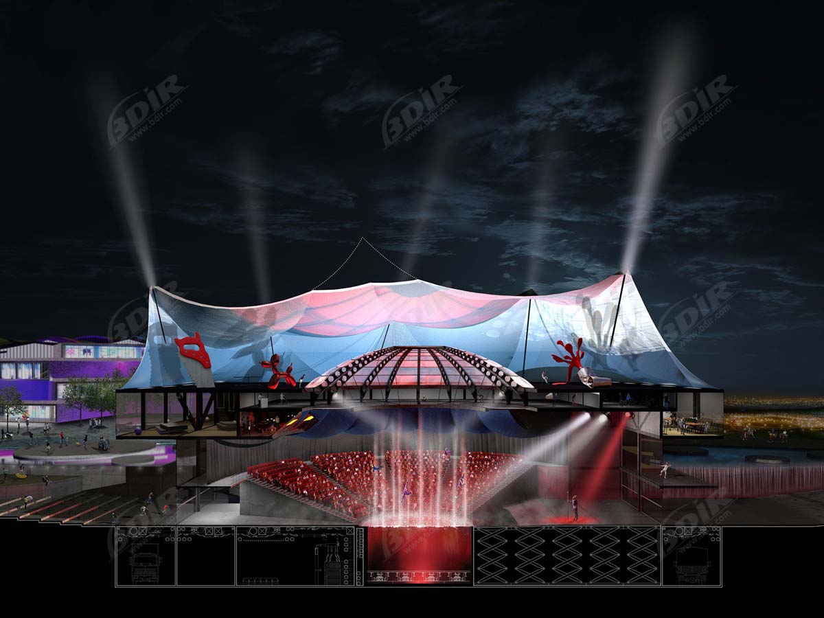 Tensile Structure for Acrobatics Pavilion, Big Top Circus Fabric Canopy